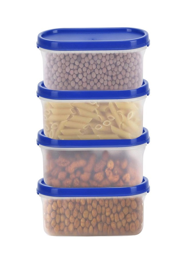 Cutting EDGE 525ml Air Tight Kitchen Storage Container Set of 4, with Blue Lid BPA-Free & Leak-Proof, Stackable & Nestable, Reusable Food Organizers for Kitchen, Pantry, Fridge & Meal Prep - Image 1
